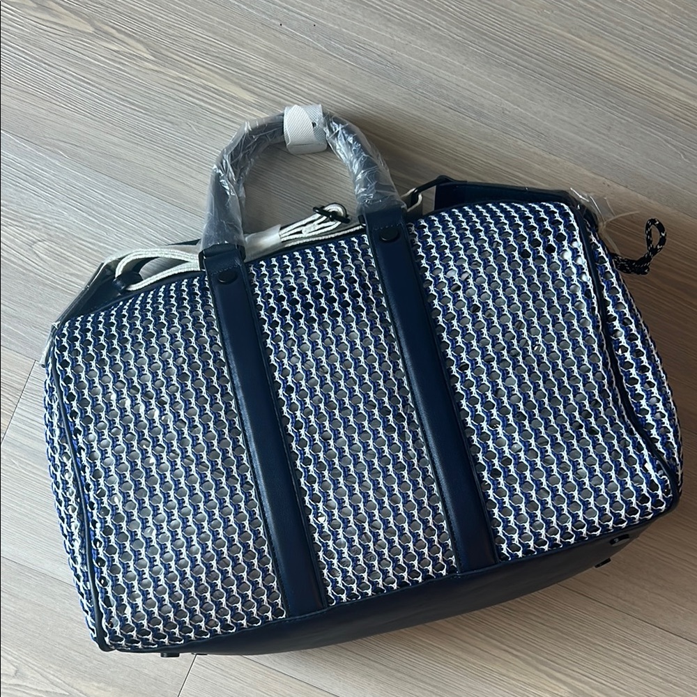 Steve Madden Blue and White Duffel Bag with Structured Design